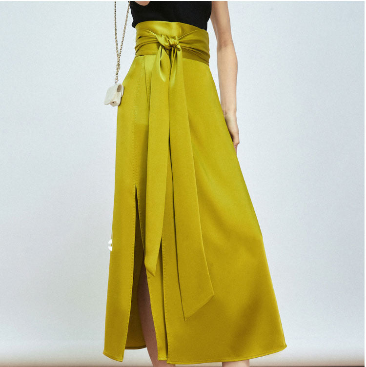 Double Sided Satin Full Arch Needle One Piece Tie Up Skirt