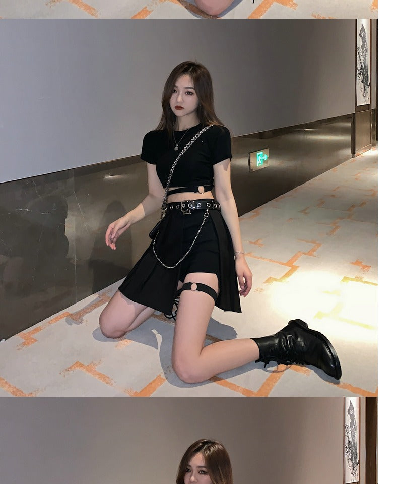WLS Chain Decoration Irregular Skirt