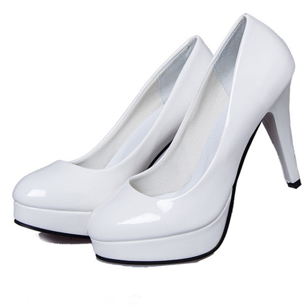 Women's Patent Leather Waterproof Super High Heels