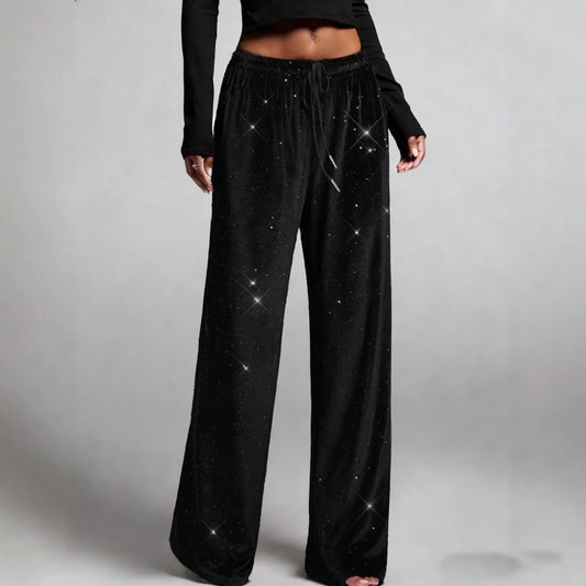 Fashionable Sequined Drawstring Slimming Stretch Pants From Europe And The US