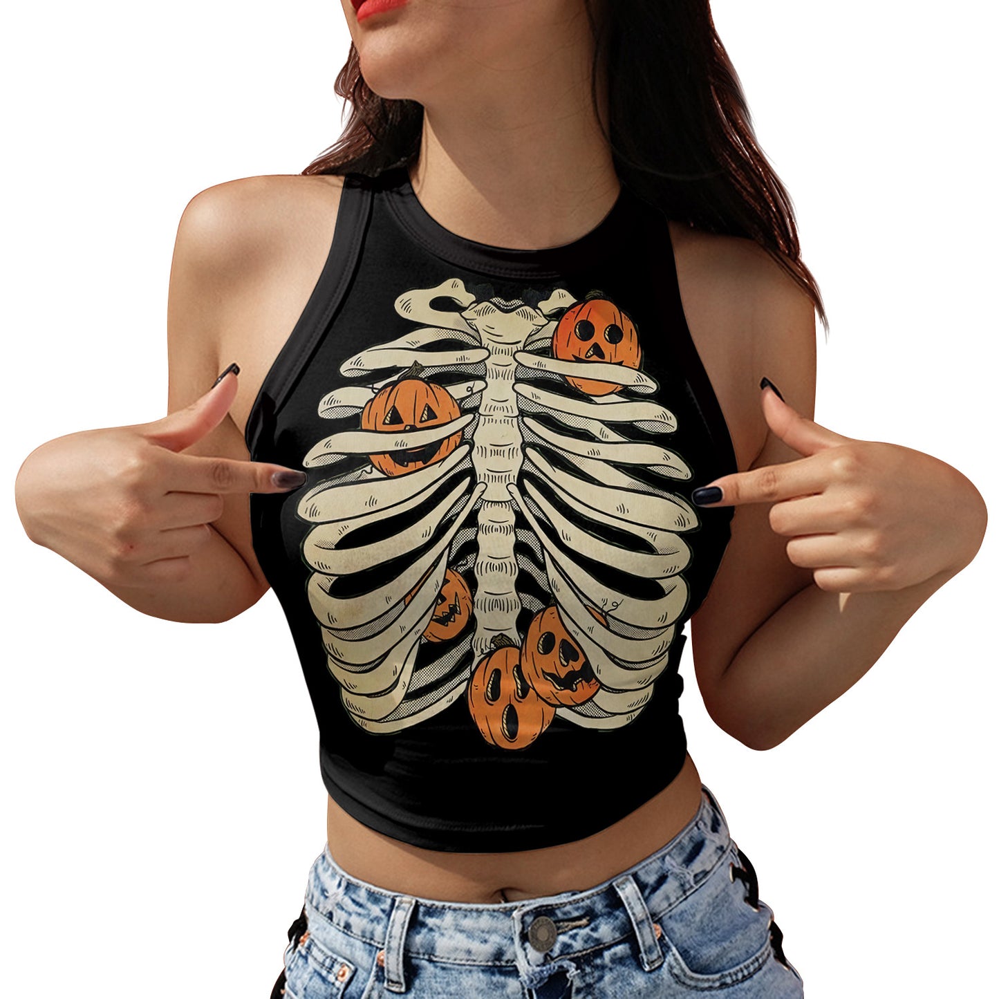 Skeleton Skull Digital Printing Vest Top For Women