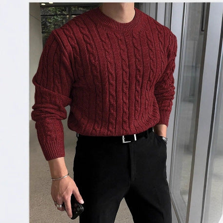 Efterår og vinter ny varm tyk nål rullekrave sweater til mænd
