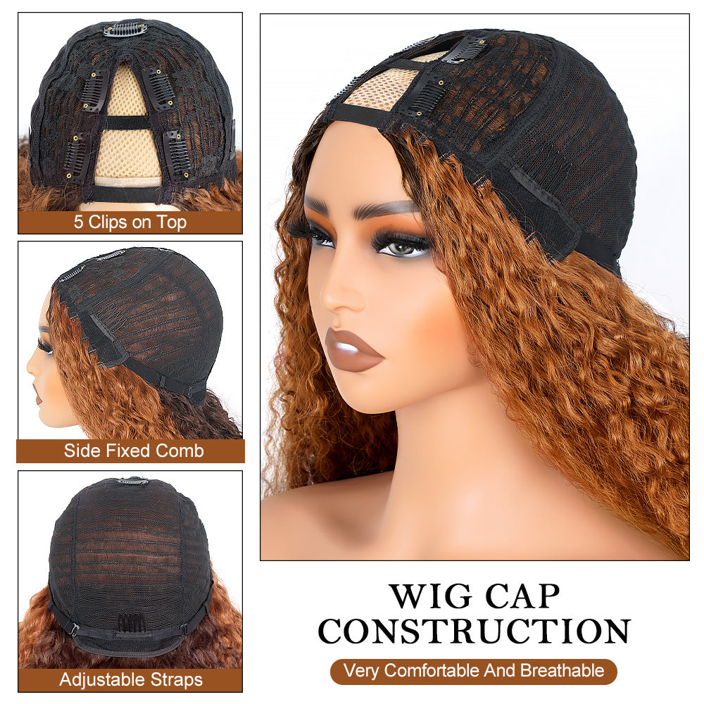Women's Personality Wine Red V Curly Wig