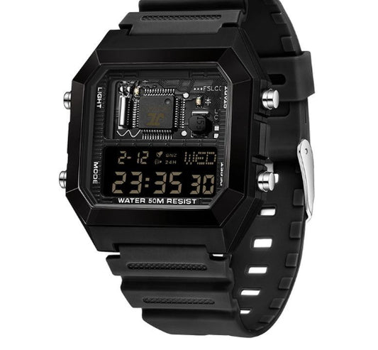 Fashion Square Waterproof Electronic Watch Multifunctional Student Sports Watch