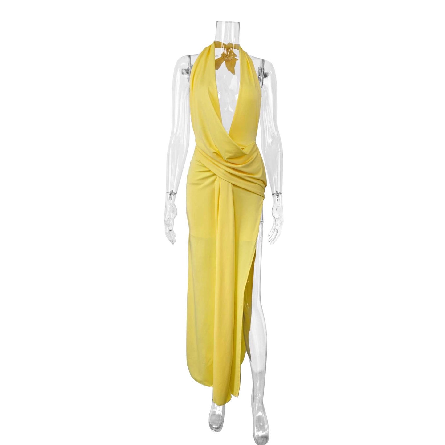 Feminine Solid Color Minimalism And Elegant Ribbon-Trimmed Dress