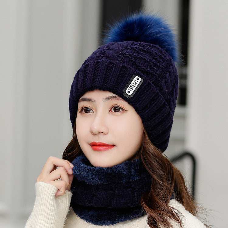 Fleece Knitted Hat Twist Wool One Size