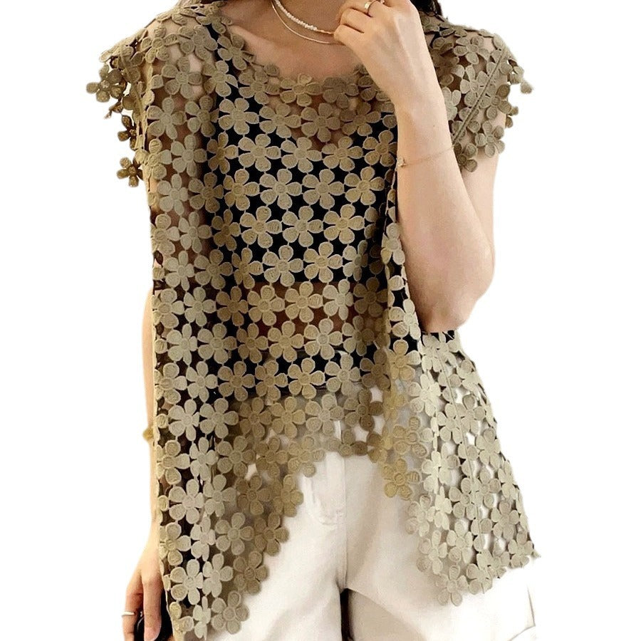 Vest Western Style Top Small Hollow Crocheted Lace Vest
