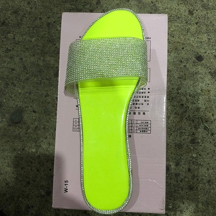 Store Rhinestone Sandaler og Hjemmesko til Kvinder med Lav Hæl