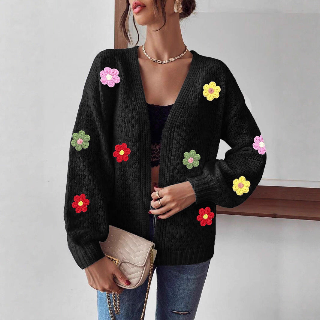 New Flower Brocade Sweater Coat