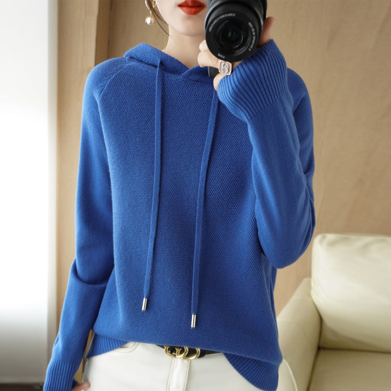 Thick Sweater Base Layer Coat Top Hooded Wool Knit Sweater
