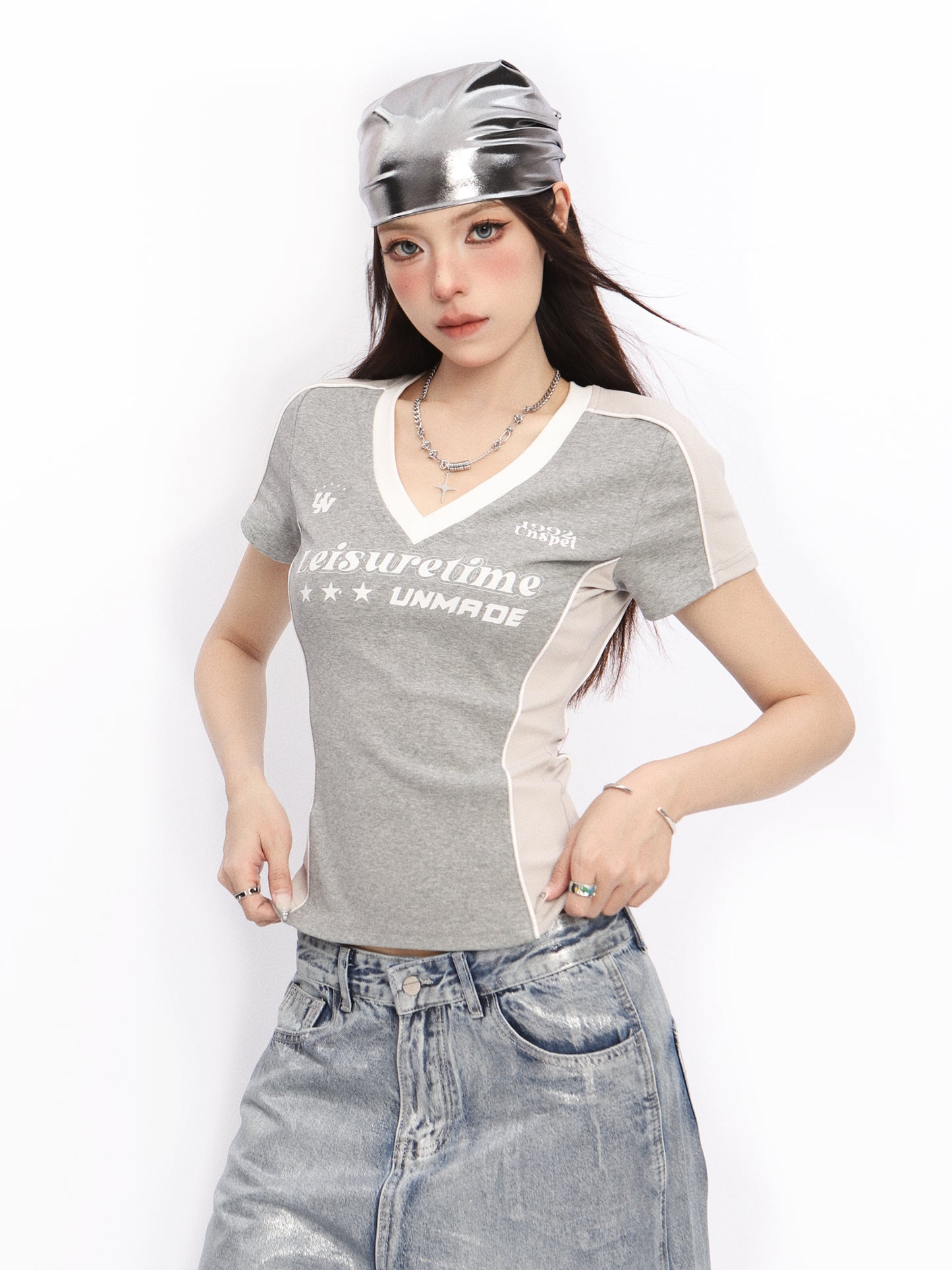 American Y2g Blue Color Raglan Short Sleeve