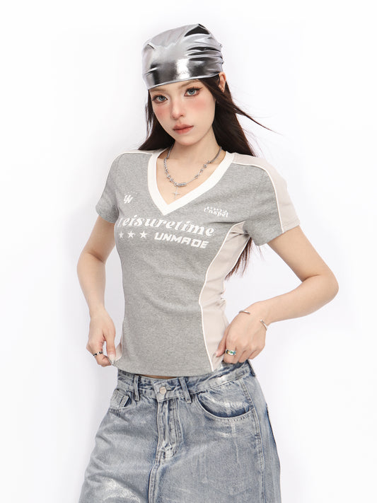 American Y2g Blue Color Raglan Short Sleeve