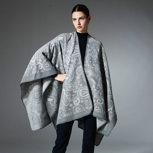 Women's Jacquard Paisley Wool Cross Shawl