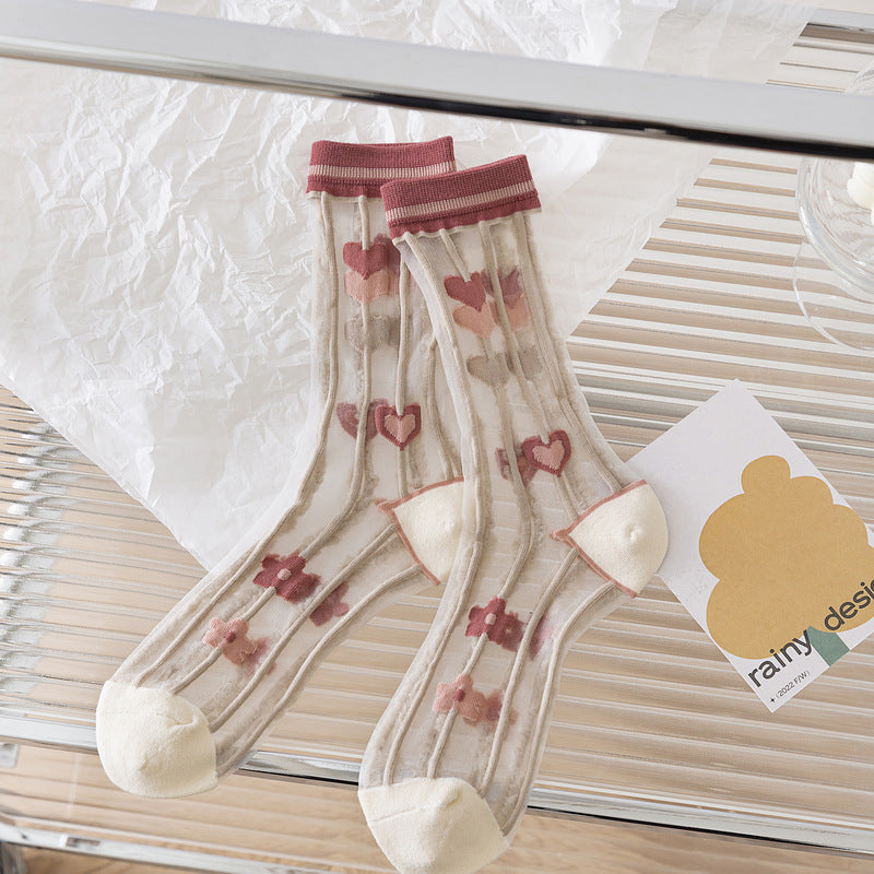 Medium Tube Socks With Transparent Tulip