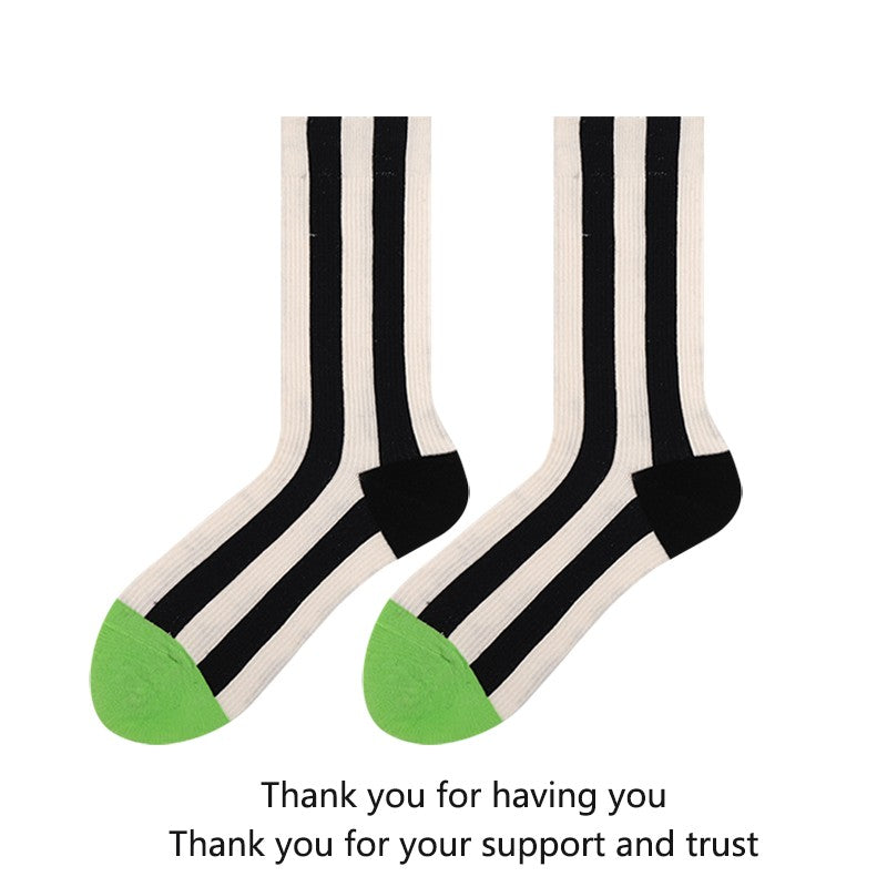 Contrast Striped Socks With Dopamine Color