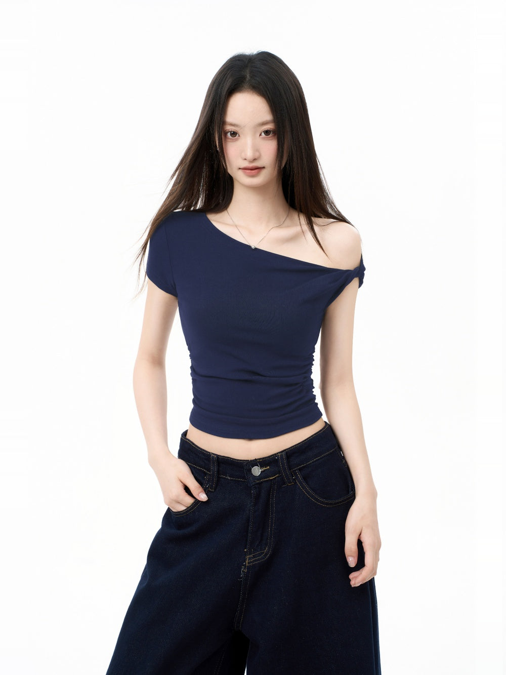 Short Off-shoulder Short-sleeved T-shirt Women's Off-shoulder Slim Short-sleeved Tops