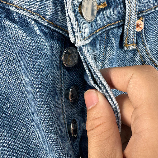 Kvinders Højtaljede Løse og Slankende A-formede Denimbukser