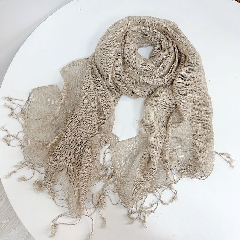 Cotton And Linen Scarf Women's Artistic Shawl Long Four Seasons Warm