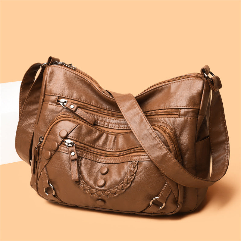 Simple Temperament Leisure Soft Leather Shoulder Messenger Bag