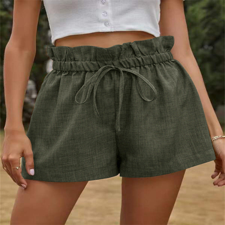 Ladies Casual Comfortable European High Waist Tie Loose Wide Leg Pants