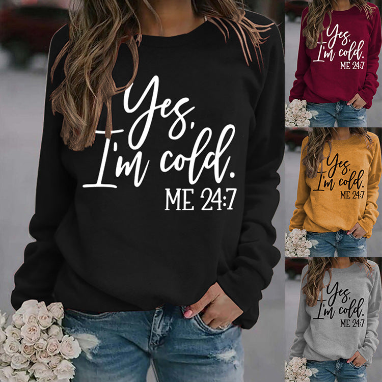 Loose Casual Letters Round Neck Print Sweatshirt