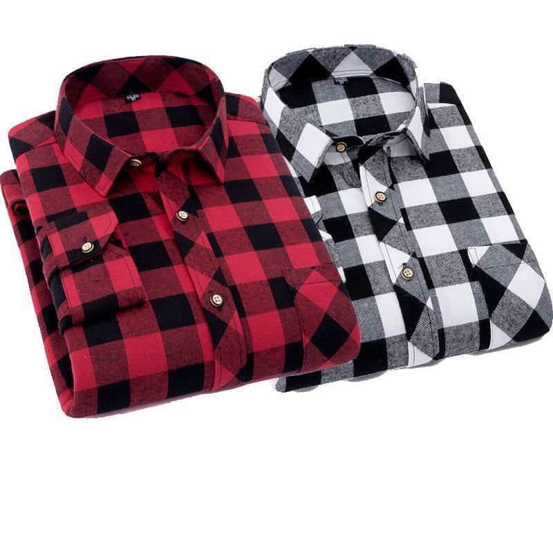 Women's Long-sleeved Slim-fit Plaid Shirt