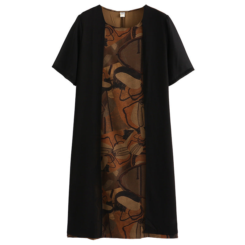 Dress False Two-piece Suit Elegant Chiffon