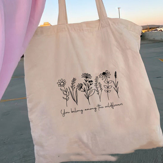 Floral Women Canvas Tote Bag Girl Reu
