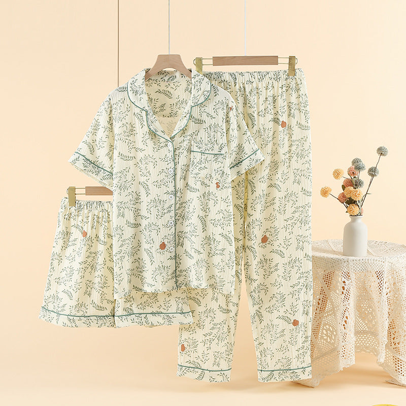Women's Crepe Cotton Yarn Fashion Three-piece Set