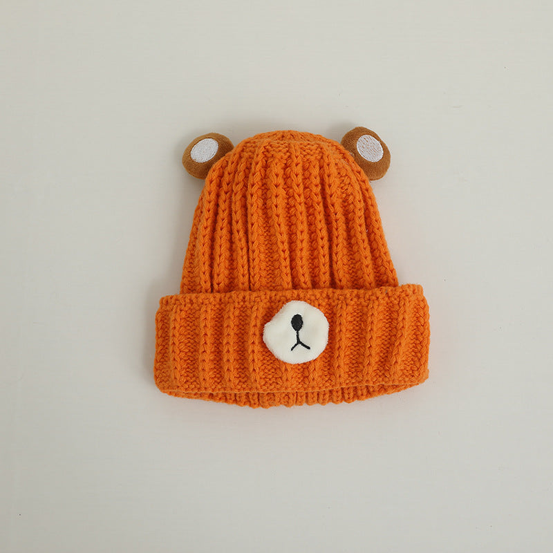 Knitted Hat Bear Candy Color Woolen Cap