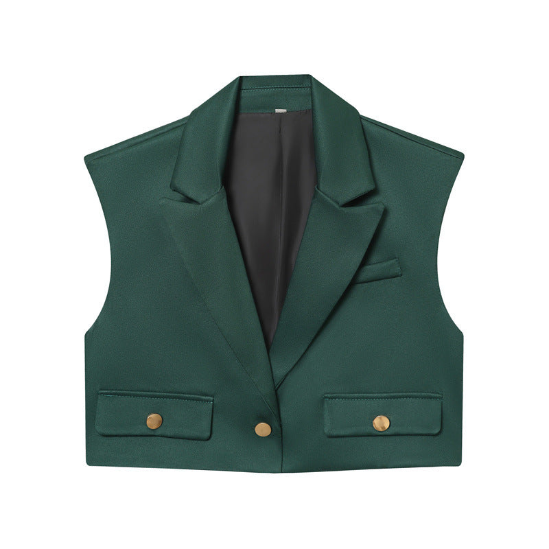 Fashion Short Lapel Vest Wide-leg Pants
