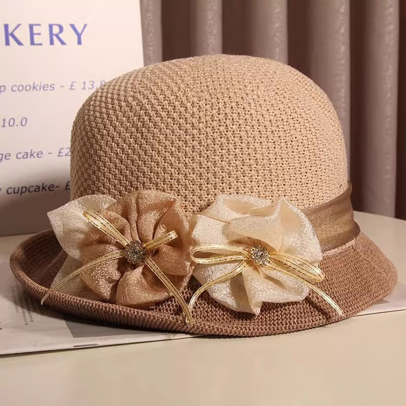 Women's Summer Retro British Sweet Flowers Bucket Hat