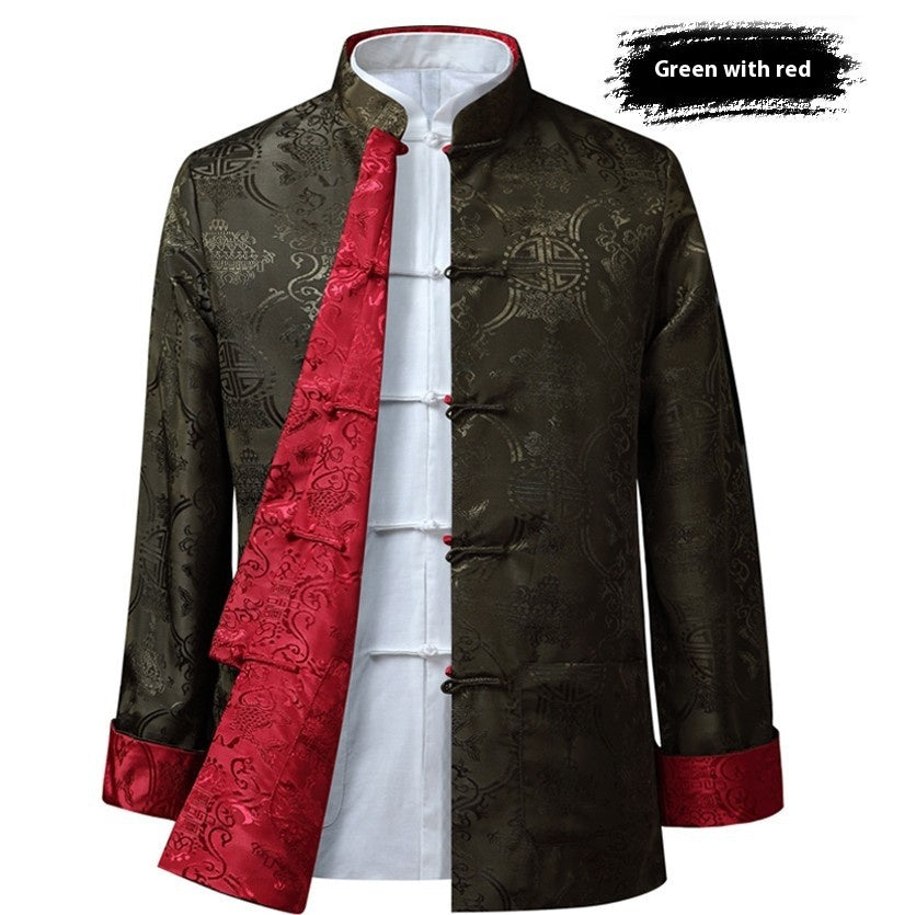 Men's Tang Suit Spring And Autumn Thin Coat Double-sided Wear