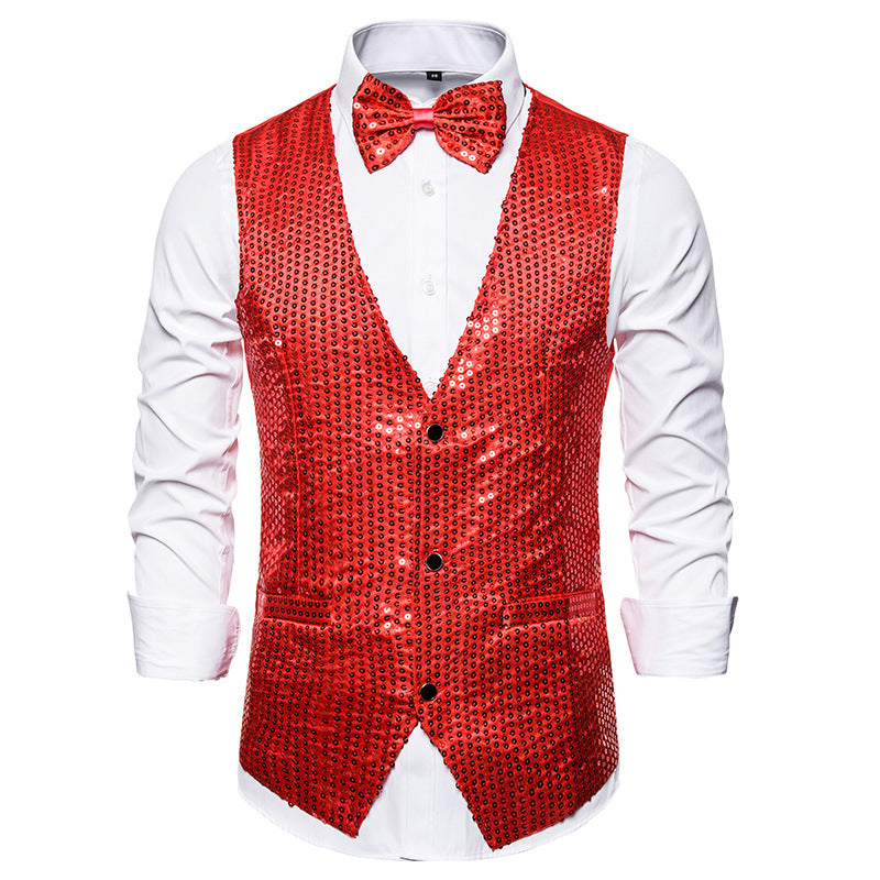 Men's Sequined Vest Performance Dress Jacket