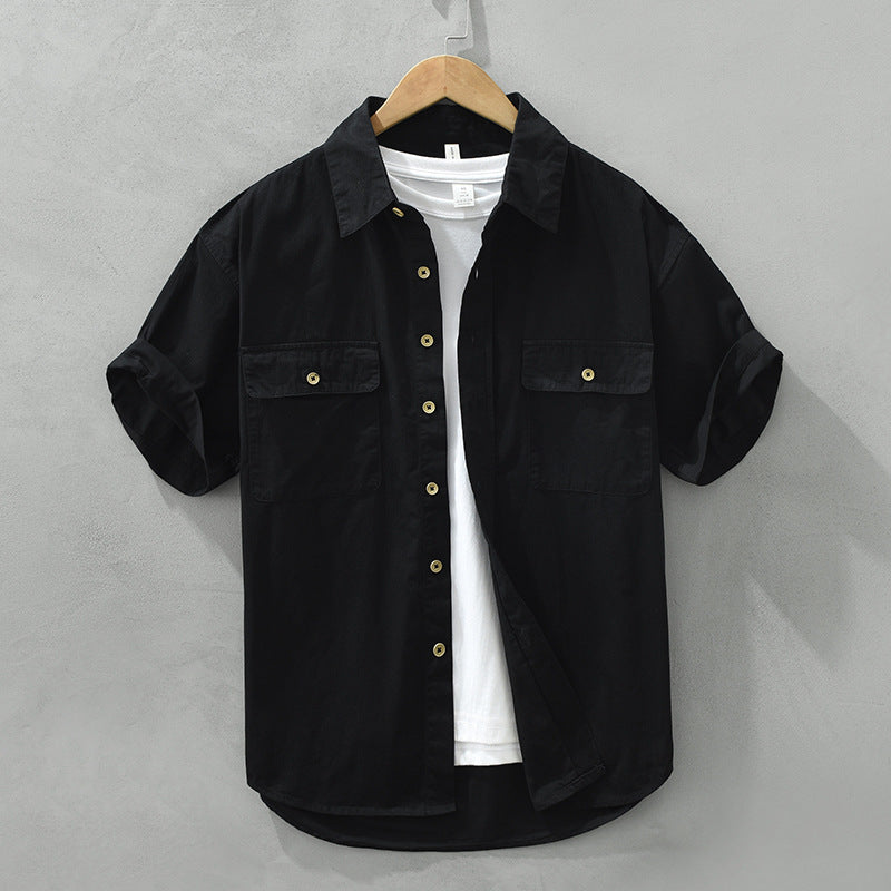 Solid Color Casual Short-sleeved Shirt
