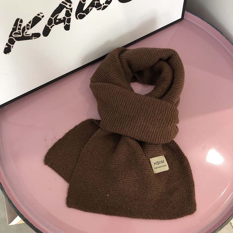 Pure Color Soft Knitted Women's All-match Warm Scarf