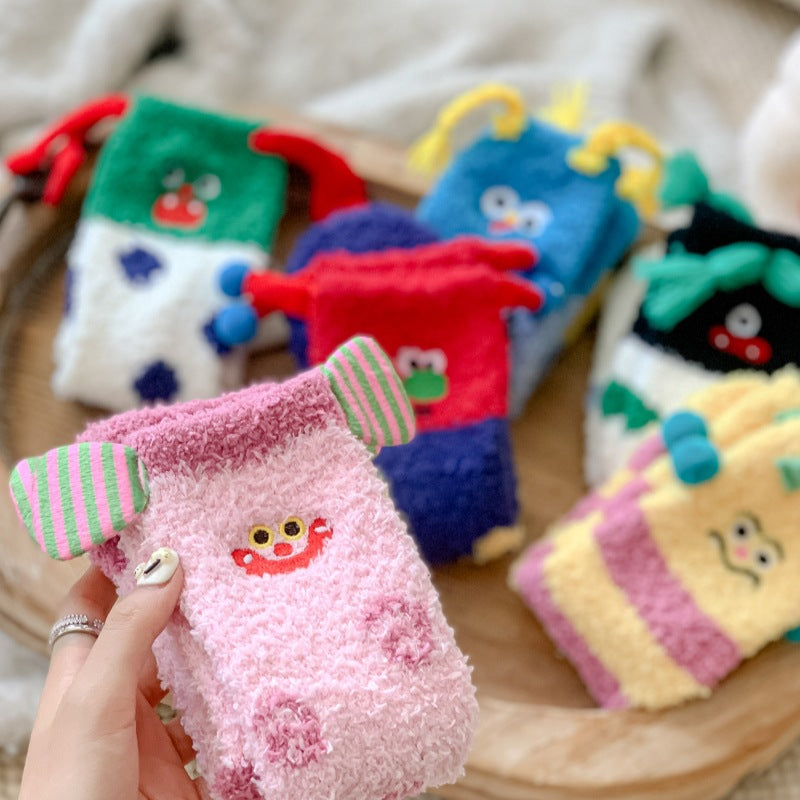 Coral Fleece Socks Women's Winter Thermal Middle Tube Sleep