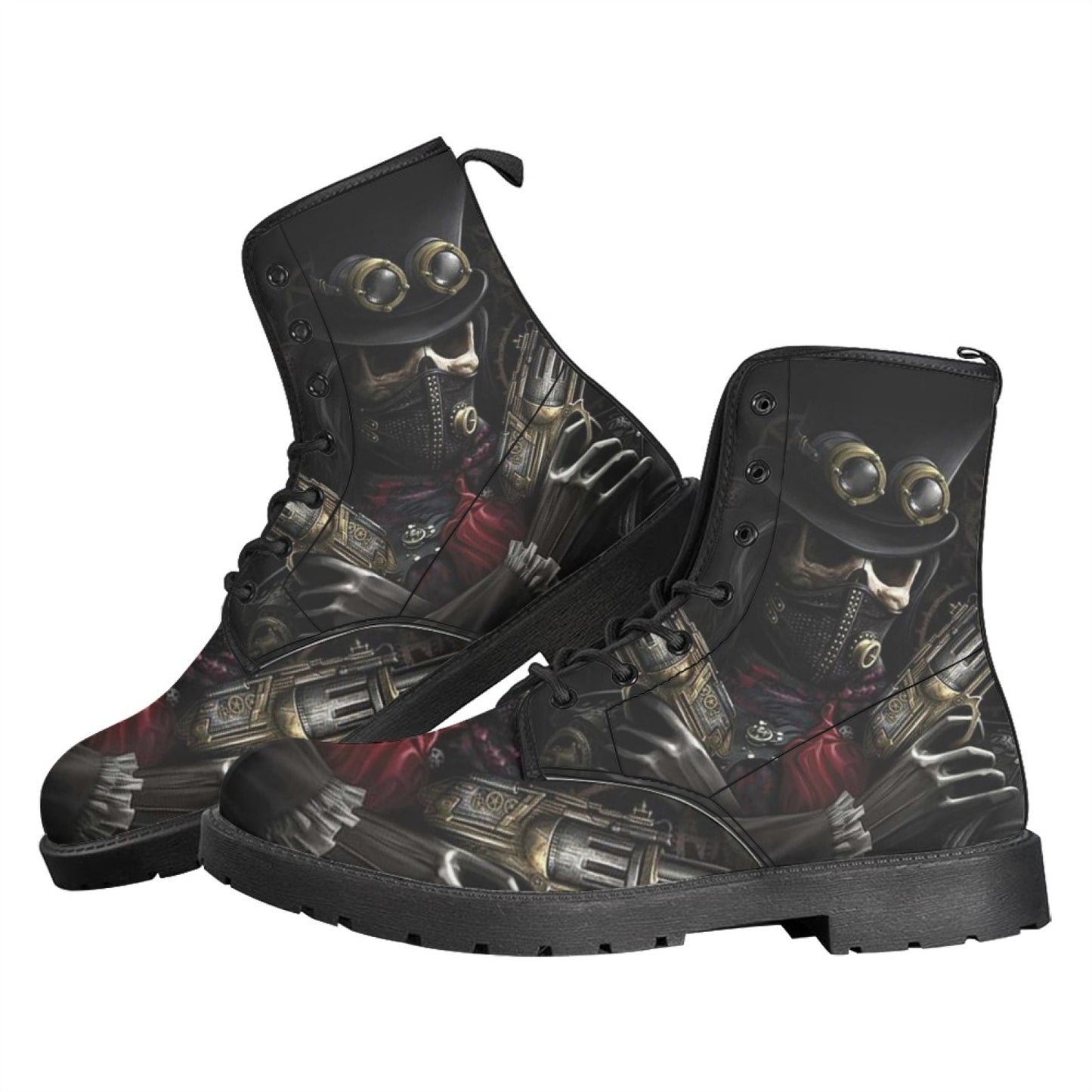 Printed Women's Leather Flat Bottom Low Heel British Martin Boots