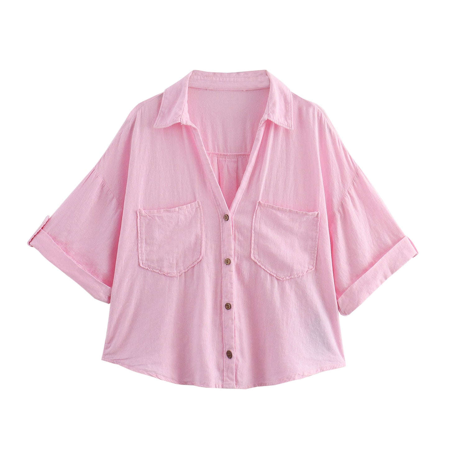 Retro Style Fashionable All-match Lapel Single Breasted Short Top