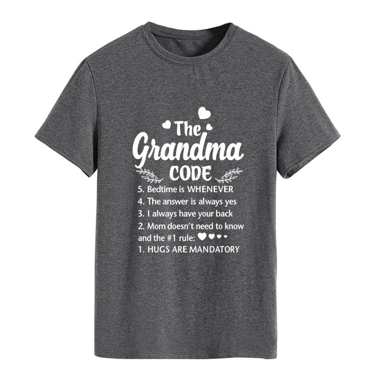 The Grandma Code Round Neck Letter Print Short Sleeves