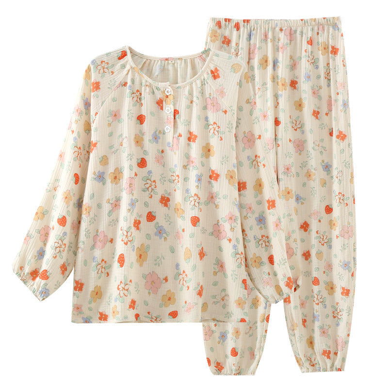 Womens Korean-style Double-layer Long-sleeve Pants Set With A Crew Neckcasual Loungewear