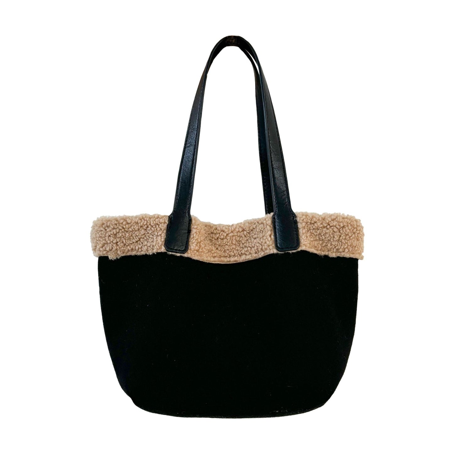 Retro Plush Turned-Over Hem Patchwork Suede Bag