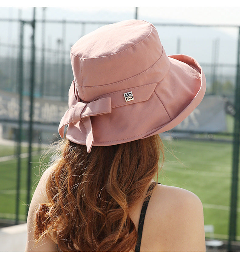 Cotton And Linen Solid Color Foldable Female Basin Hat