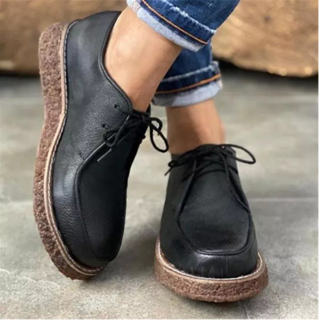 Pure Color Round Toe Pure Color Casual Platform Shoes