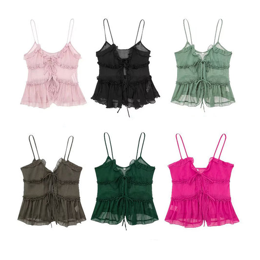 Women's Translucent Laminated Decoration Camisole