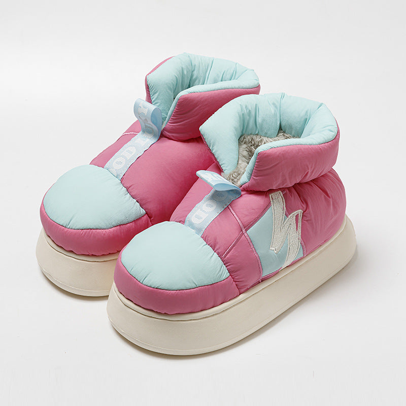 Heel Wrapped Cotton Slippers Women's Plush Warm Thick Soles Are Anti-skid