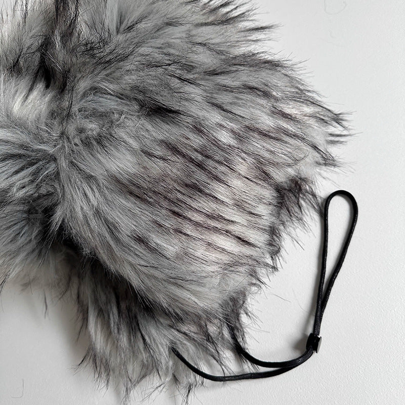 Outdoor Warm Thickened Earflap Hat With Integrated Fur And Fleece