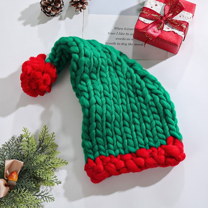 Christmas Hat Coarse Fur Knitted Hat Cute Warm