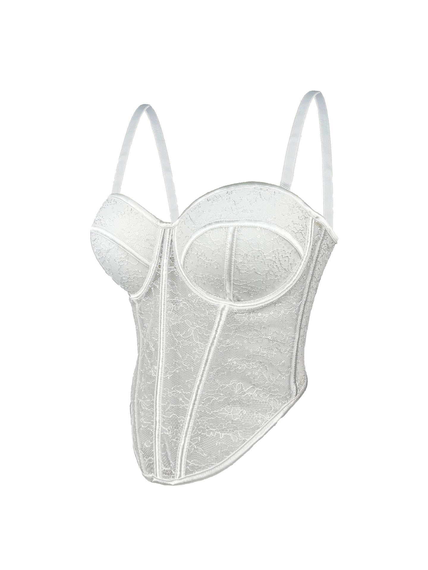 Mesh Camisole Low Cut Contrast Color Cinched Waist Slim-fit Breathable Body Shaping Fishbone Corset