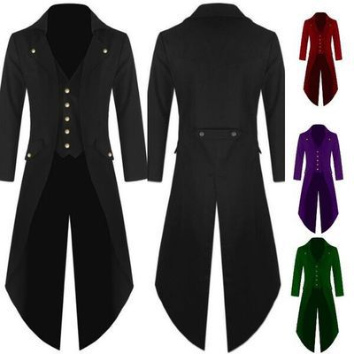 Men's Long-sleeved Solid Color Button Irregular Men's Tuxedo